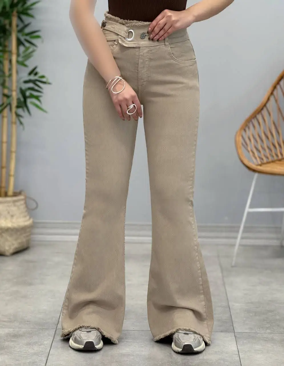 3472-شلوار بوت کات کمربندی